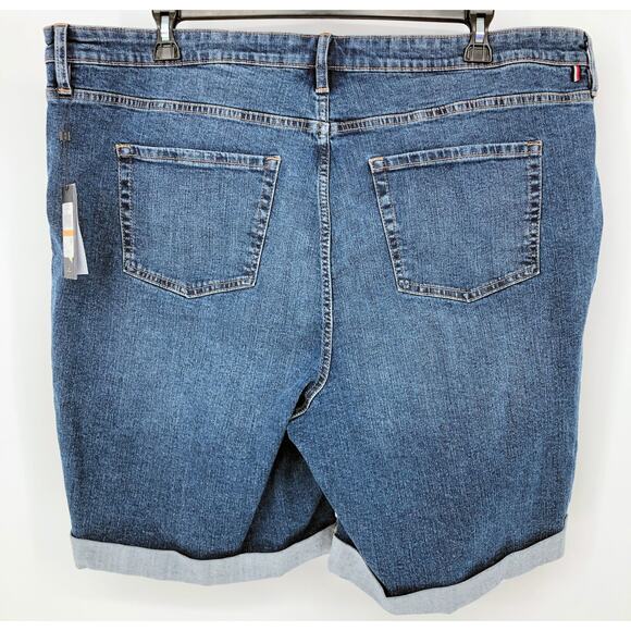 TOMMY HILFIGER Women's TH Flex Denim Shorts 24W Blue Cuffed 9" Inseam Cuffed NWT - Picture 8 of 11